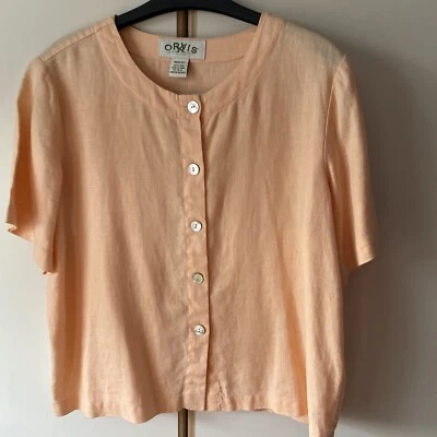 £7.50 • Buy Beautiful Peach Coloured Linen Shirt Sleeved Shirt/Top Size 10/12