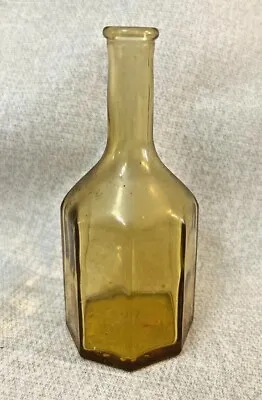 Vintage Amber Octagon Shaped Glass Bottle Wheaton N.J. 1970's • $12