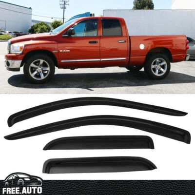 $27.98 • Buy For 02-09 Dodge Ram Quad Cab Window Visor Vent Sun Rain Deflector Guard 4PCS Set