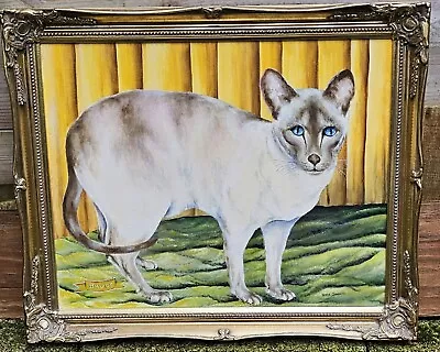 Beautiful Original Oil On Canvas Cat • £14.99