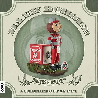 BRUTUS The BUCKEYE Ohio State Buckeyes Mascot MONEY BANK Bobblehead #/144 NIB! • $165