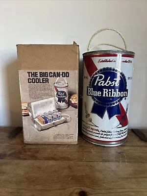 Vintage 1970s Pabst Blue Ribbon Beer Advertising Steel Big Can Do Cooler W/ Box • $249.99