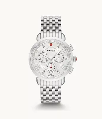 Michele Sport Sail Diamond Chronograph Mop Diamond Dial Steel Watch Mww01c000141 • $649.99