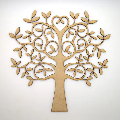 Wooden MDF Tree Shape BlankFamily TreeWeddingGuestbookCrafting - FREE Hearts • £2.95