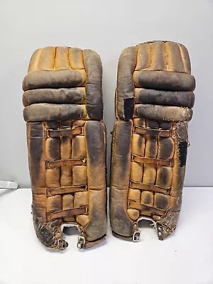 Vintage D&R LG40 31'' Leather Goalie Hockey Leg Pads Goaltender Nice Wear • $143.99