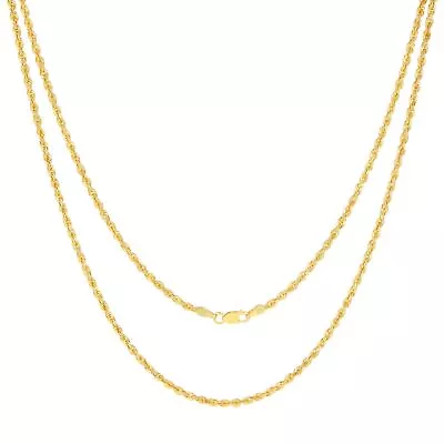 10K Yellow Gold 2.5mm Diamond Cut Rope Chain Pendant Necklace Men Women 16 - 30  • $142.98