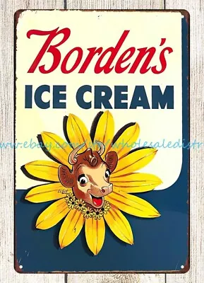 Borden's Ice Cream Metal Tin Sign Decorative Lodge Cafes Living Room • $18.96