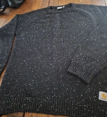£38 • Buy Carhartt WIP Mens Anglistic Sweater Lambswool Jumper - Large - Black Speckled