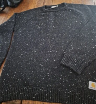 £38 • Buy Carhartt WIP Mens Anglistic Sweater Lambswool Jumper - Large - Black Speckled