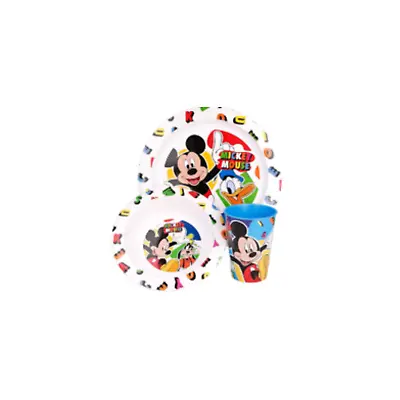 Mickey Mouse 3 Piece Dinner Set With Plate Bowl And Tumbler For Every Day Use • £9.98