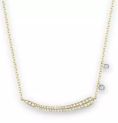 Meira T Diamond 14k Gold Pavé Diamond Curved Bar Necklace - NEW  • $649