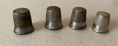 Four Vintage Metal/silver (?) Sewing Thimbles -- All In Nice Condition. • $4.50