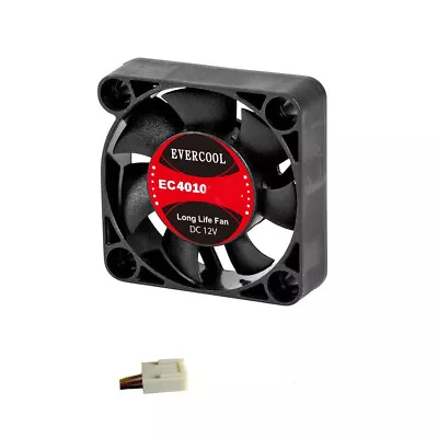 Evercool 40mm 4cm 40 X 40 X 10mm 3 Pin 12 Volt PC Case Fan (M) EC4010M12 • £5.99