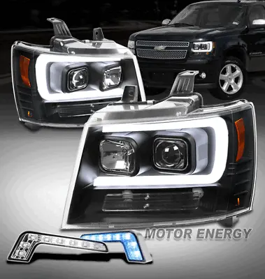 Fits 07-14 Chevy Suburban Tahoe LED Black Projector Headlights W/Blue DRL Signal • $261.95