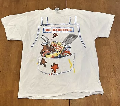 Vintage 90s Mr. Barbecue T Shirt Large Graphic Small Stains • $10