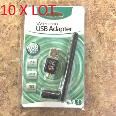 10X LOT Antenna 300n 300Mbps Mini Wireless USB Wifi Adapter Network 802.11n/g/b • $37.55