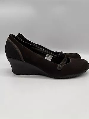 Merrell Petunia Brown Suede Leather Mary Jane Wedges Size 10.5 • $35.99