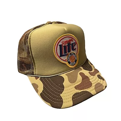 New Vintage Miller Lite Camo Beer Cap Hat 5 Panel High Crown Trucker Snapback • $24.95