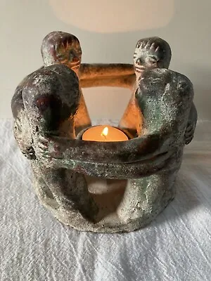 Circle Of Friends Candleholder Aztec Mayan Folk Art Clay Pottery Made In Mexico • $26