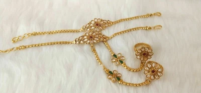 £18.31 • Buy Indian Jewelry Hath Punja Bollywood Ethnic Gold Plated Bracelet With Rings
