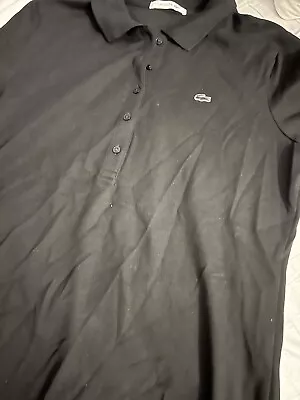 £10 • Buy Lacoste Ladies Polo Black Vgc Size 42