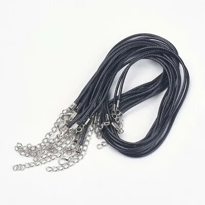 Imitation Leather Necklace 2mm Cord Black Pack Of 10 • £2.68