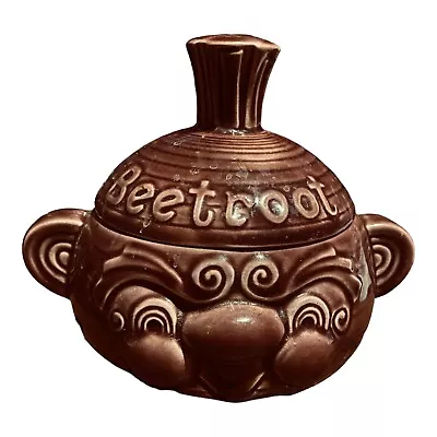 Sadler Vintage Beetroot Double Faced Lidded Storage Jar Pot Pottery Collectible • £17.95