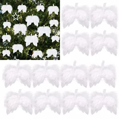 1/5/10pcs Pure White Angel Feather Wings Xmas Hanging Decor DIY Party Gift Craft • £1.78