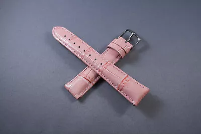 Pink Genuine Alligator Croco Grain Leather Interchangeable Watch Band Strap • $9.45