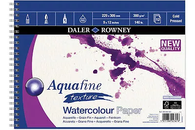 Daler Rowney Aquafine SP 300gsm 305x228mm (12x9 ) 12 Sheets- Spiral • £14.19