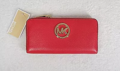 Michael Kors Fulton Continental Zip Around Leather Wallet Wristlet NWT • $84.95