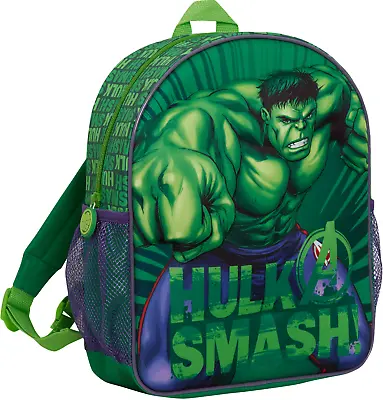 Boys 3D Incredible Hulk Backpack Kids Marvel Avengers School Travel Rucksack Bag • £16.95