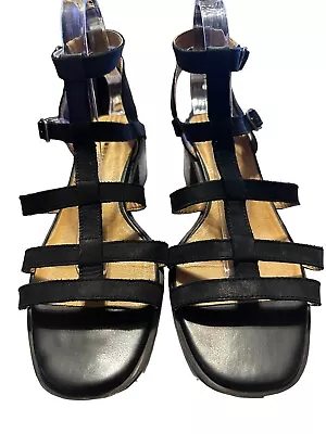 Lucky Brand Woman’s Black Suede Gladiator Heeled Sandal Open Toe Size 10 Strappy • $35