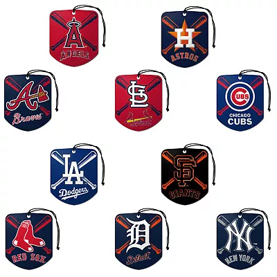 New 2pk MLB Team Logo Double-Sided Car Paper Hanging Fresh Scent Air Freshener • $7.49