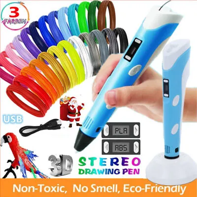 3D Printing Pen Set 3D Drawing Pen With Led Display 12 Color Filament Kid Gift • $19.99