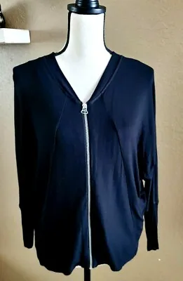 Zara WB Collection Boxy Black Viscose Knit Full Zip Top Sz M • $18.50