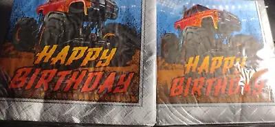 Monster Jam Happy Birthday Napkins 20 Count (8 Packs) 160 Total New Lunch Party • $16.99