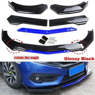 Universal Black Car Front Bumper Spoiler Splitter Blue Trim Body Protector Lip • £24.99