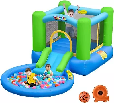 4 Kids Inflatable Bounce House Moonwalk Jump Castle Area Slide With 450W Blower • $188.45