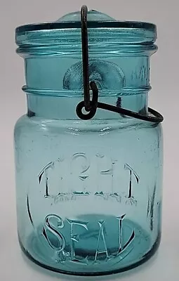 Vintage Tight SEAL PINT Ball Blue Canning Jar W/ Wire Bail & Lid   • $14.99