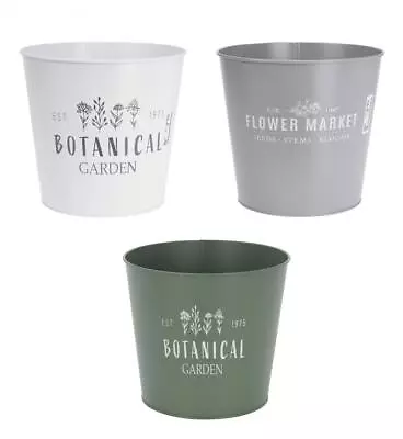 £2.74 • Buy Flower Pot Plant Herb Planting Planter Round Metal Garden 18cm