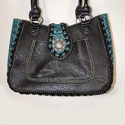 Montana West Trinity Ranch Concealed Carry Western Bag Black Faux Leather • $59
