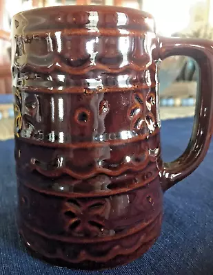 Marcrest USA Brown Stoneware Mug - Daisy & Dot Pattern - 5  - Vintage • $7.95