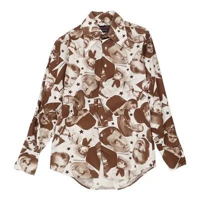 Campus Graphic Patterned Shirt - Small Brown Cotton • £9.69