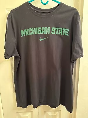 Michigan State Spartans Nike Black T Shirt Men Size Large EUC • $14.99