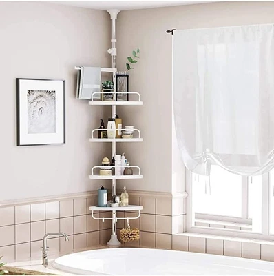 £17.99 • Buy 4 TIER Bathroom Corner Shelf, Adjustable , Telescopic Shower Caddy, 100-320 CM