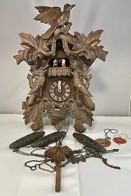 Vintage Kathe Wohlfahrt Bavarian German Black Forest Wood Cuckoo Clock W/ Bird • £413.22