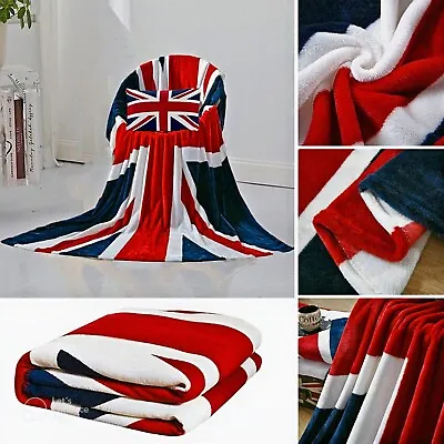 Supersoft Union Jack Flag High-Quality Fleece Throws Blankets Sofa Bed Throws • £14.49