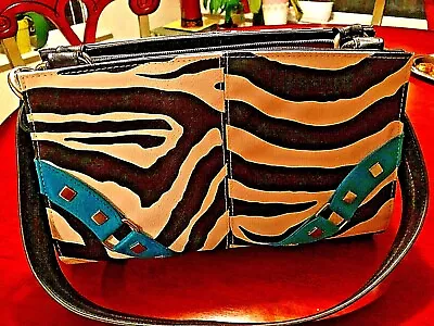 Zoe Zebra Miche Shell With Purse And Black Handles Chrome Carabiners Pre-owned • $43.88