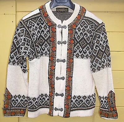 Vtg Nordstrikk Fair Isle Wool Knit Cardigan Nordic Oversize • £44.99